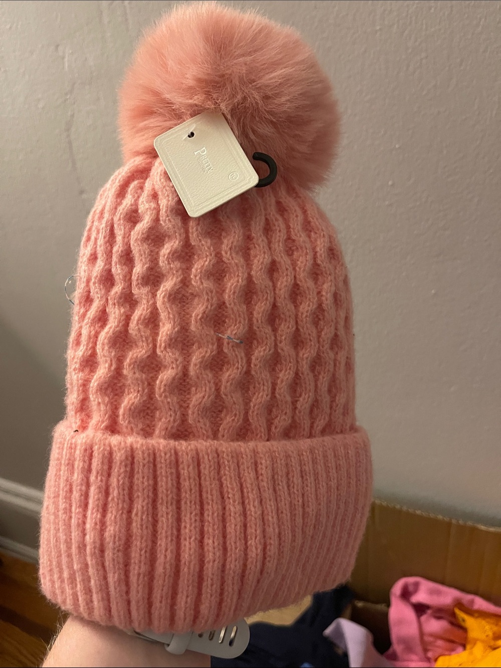 Pink Pom-Pom Knit Beanie for adult